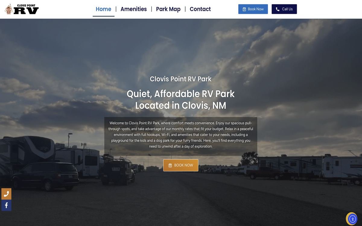 Clovis Point RV Park homepage.