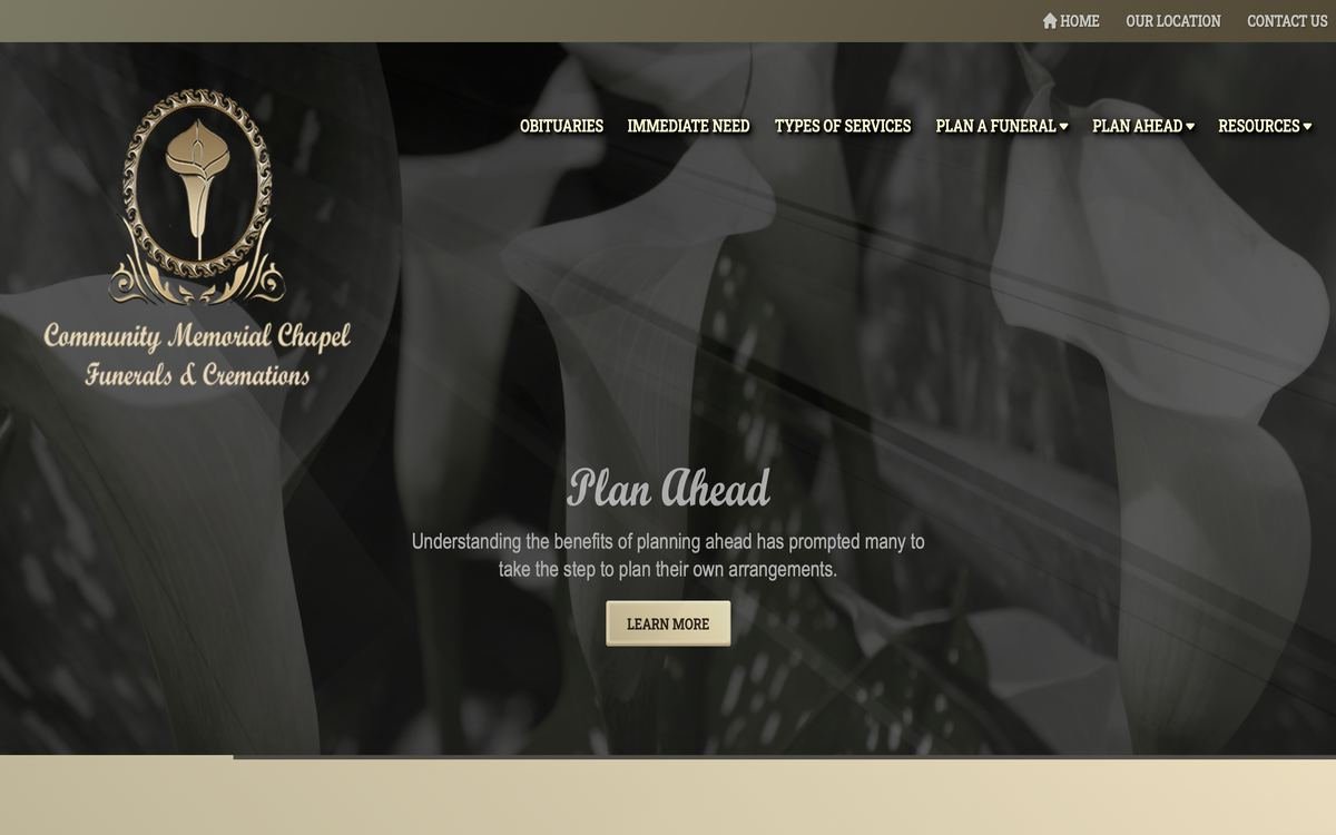 Community Memorial Chapel homepage.