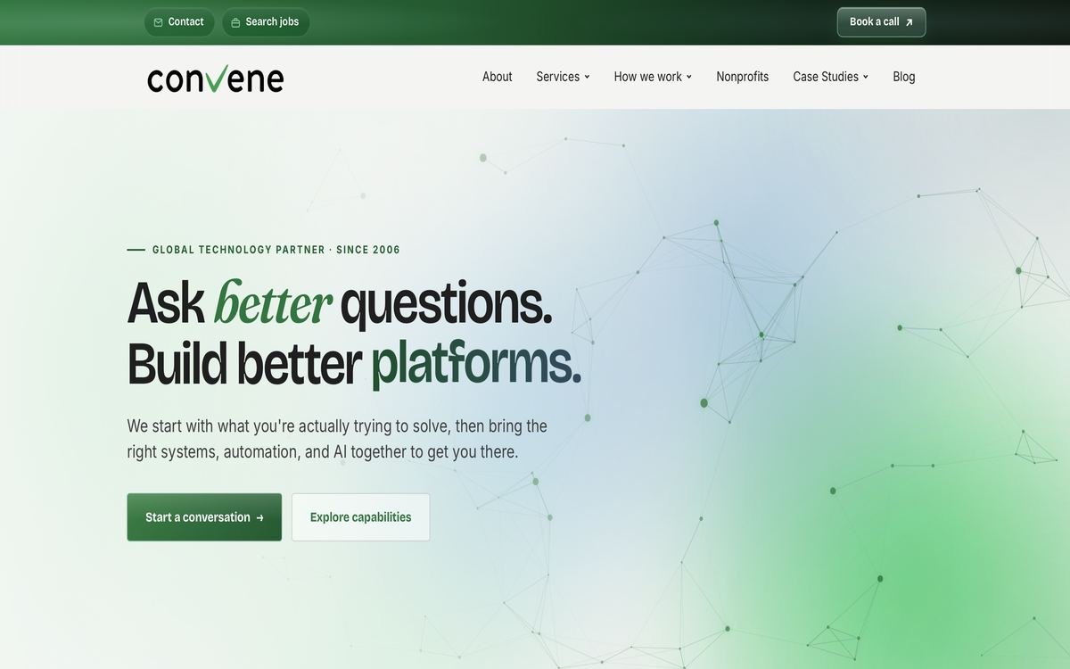 Convene Tech homepage.