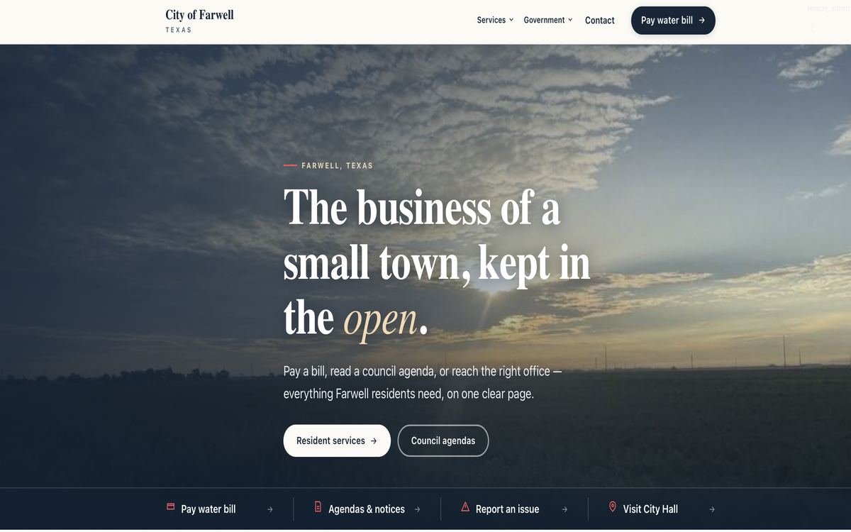 City of Farwell, Texas homepage.