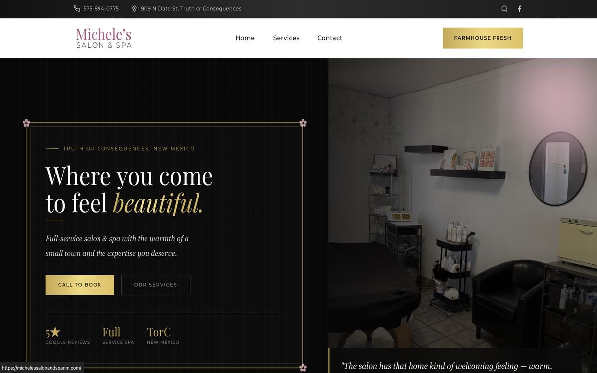 Michele's Salon and Spa homepage.
