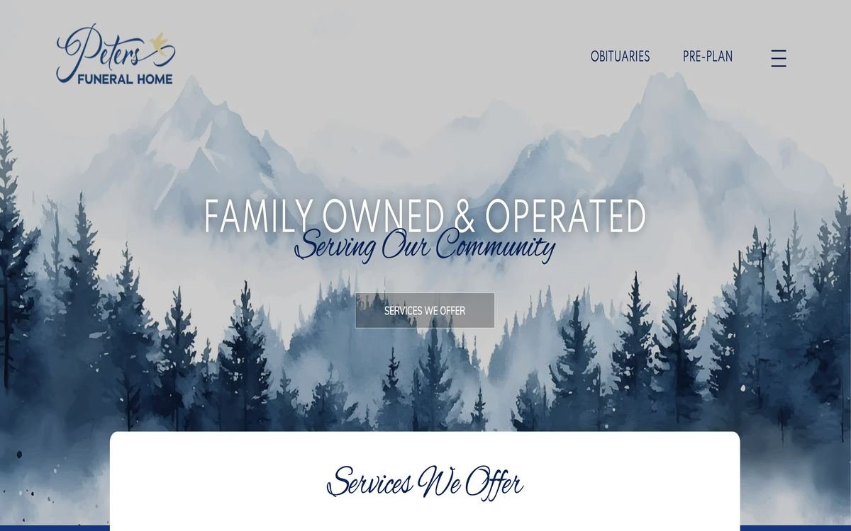 Peters Funeral Home homepage.